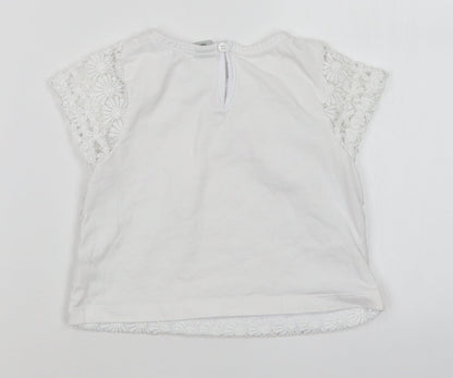 TU Girls White Floral  Basic T-Shirt Size 6 Years