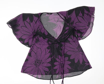 F&F Womens Purple Floral  Basic Blouse Size 12