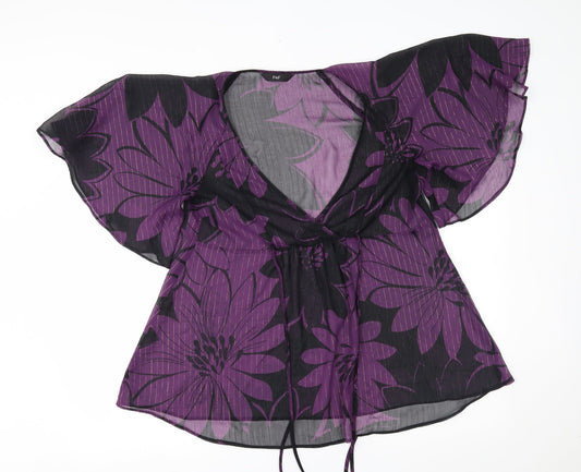 F&F Womens Purple Floral  Basic Blouse Size 12