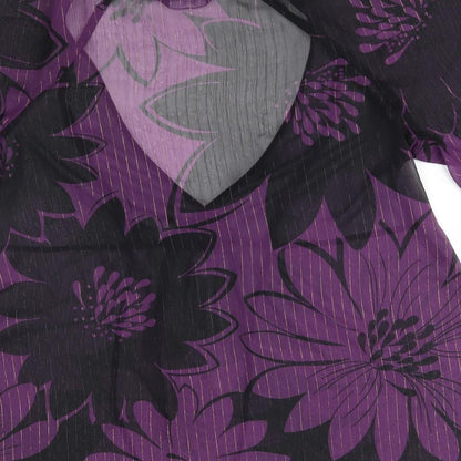F&F Womens Purple Floral  Basic Blouse Size 12
