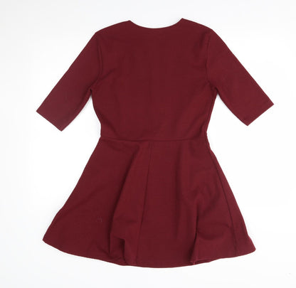 Topshop Womens Red   Fit & Flare  Size 10