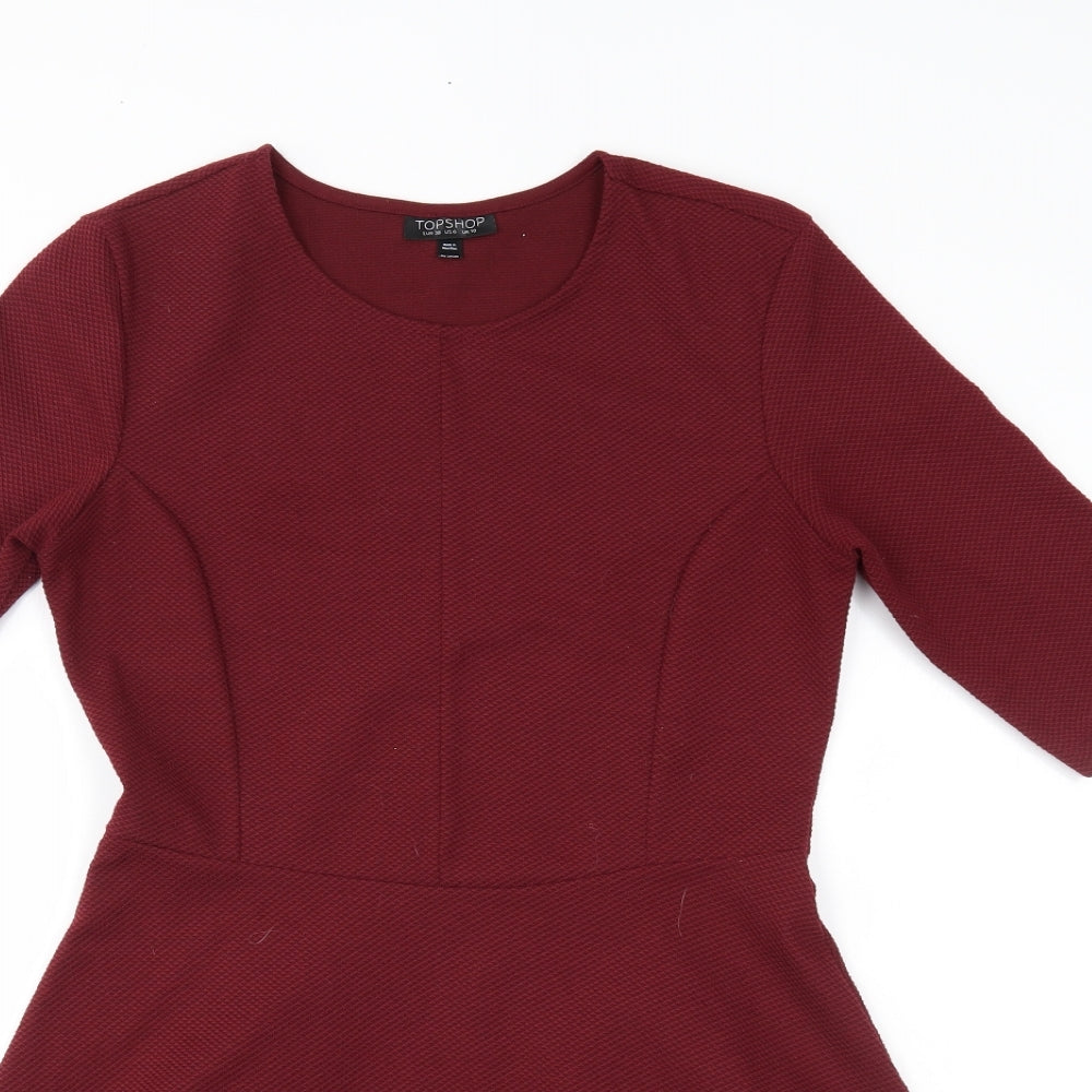 Topshop Womens Red   Fit & Flare  Size 10