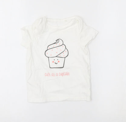 NEXT Girls White   Basic T-Shirt Size 12-18 Months  - cute as a cupcake