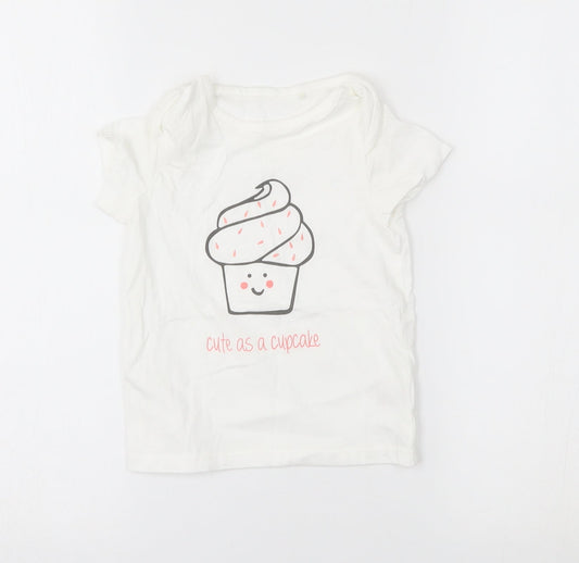 NEXT Girls White   Basic T-Shirt Size 12-18 Months  - cute as a cupcake
