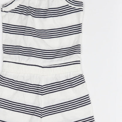 Nutmeg Girls White Striped  Romper One-Piece Size 2-3 Years