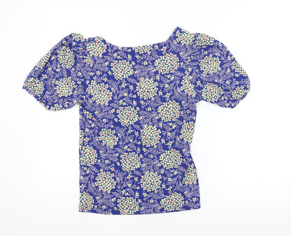 NEXT Womens Blue Floral  Basic Blouse Size 8