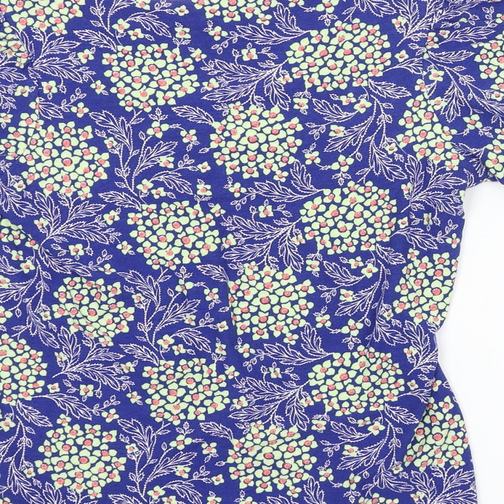 NEXT Womens Blue Floral  Basic Blouse Size 8