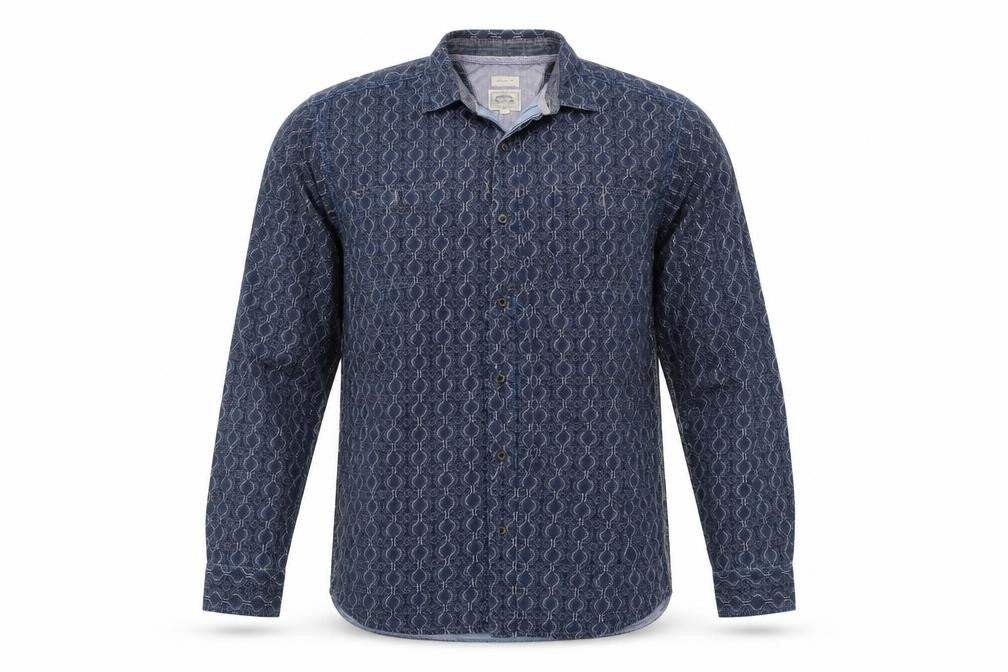 Mens UK Size L Preworn Blue  Button-Up Long Sleeve Casual Shirt