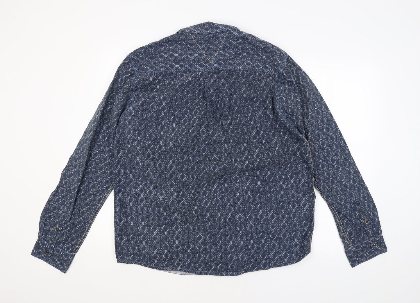 Mens UK Size L Preworn Blue  Button-Up Long Sleeve Casual Shirt
