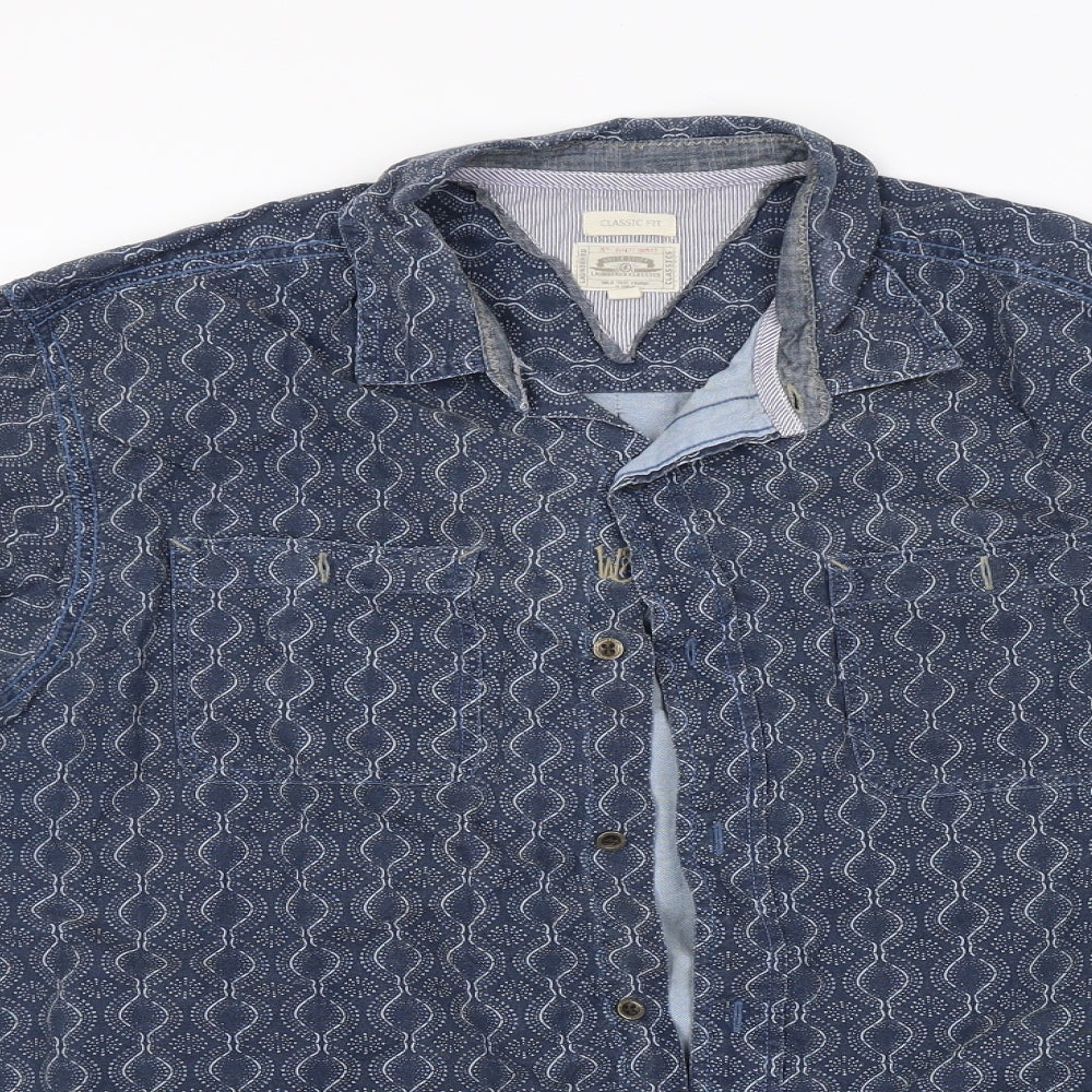 Mens UK Size L Preworn Blue  Button-Up Long Sleeve Casual Shirt