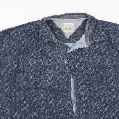 Mens UK Size L Preworn Blue  Button-Up Long Sleeve Casual Shirt