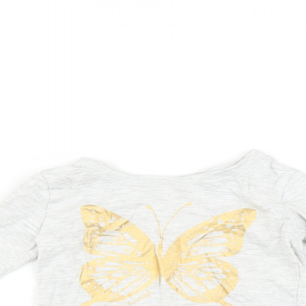 Primark Baby Grey   Basic T-Shirt Size 9-12 Months  - Butterfly