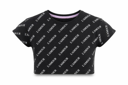 Front view of Matalan girls’ black basic t-shirt, size 4, years - l'amour