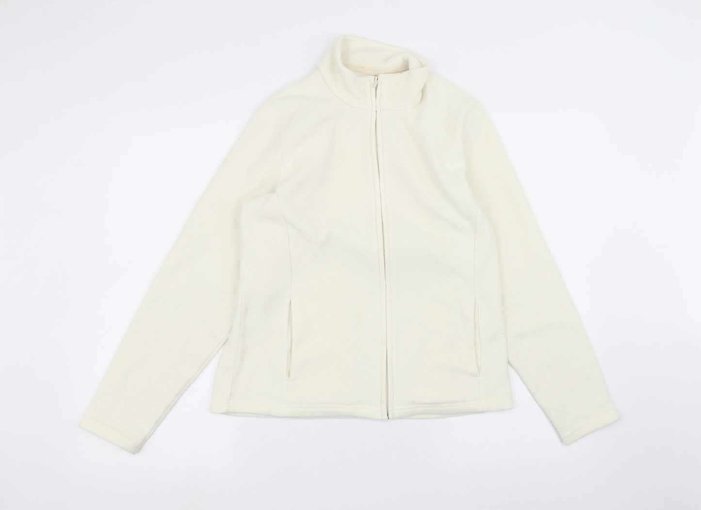 Womens UK Size 14 Marks and Spencer White Full Zip Jumper