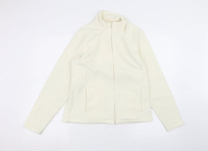 Womens UK Size 14 Marks and Spencer White Full Zip Jumper