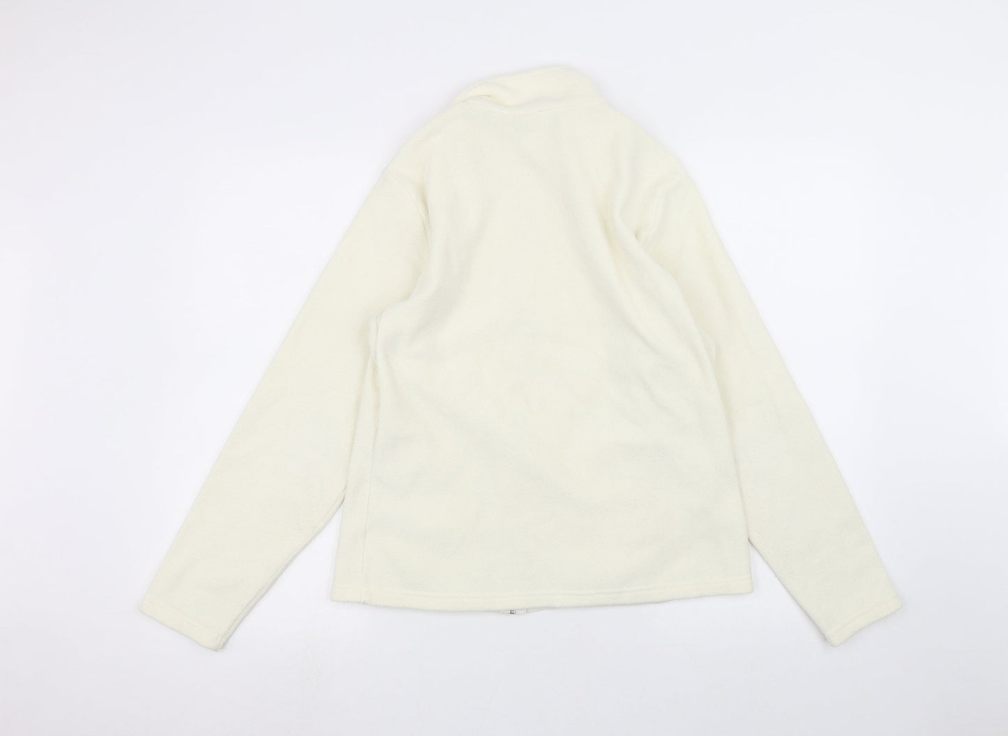 Womens UK Size 14 Marks and Spencer White Full Zip Jumper