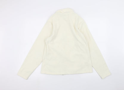 Womens UK Size 14 Marks and Spencer White Full Zip Jumper