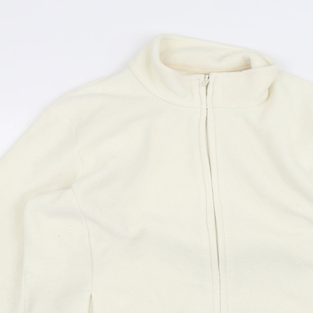 Womens UK Size 14 Marks and Spencer White Full Zip Jumper