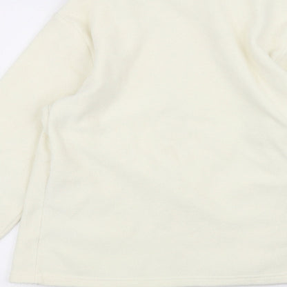 Womens UK Size 14 Marks and Spencer White Full Zip Jumper