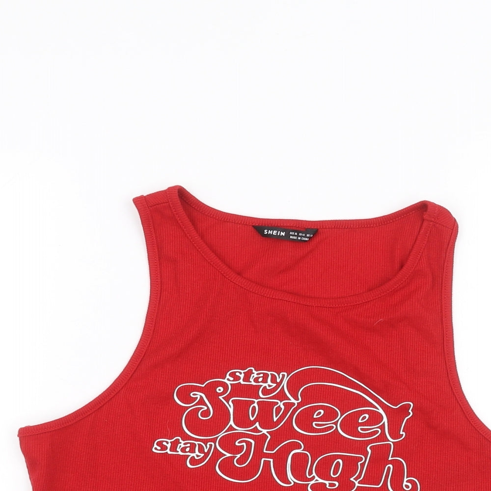 SheIn Womens Red   Basic T-Shirt Size L