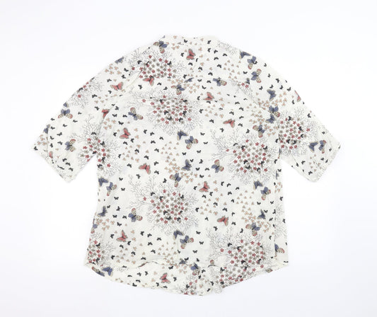 Being casual Womens White Floral  Basic Button-Up Size 16