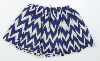 NEXT Girls Blue Geometric  Skater Skirt Size 5 Years - Zig Zag