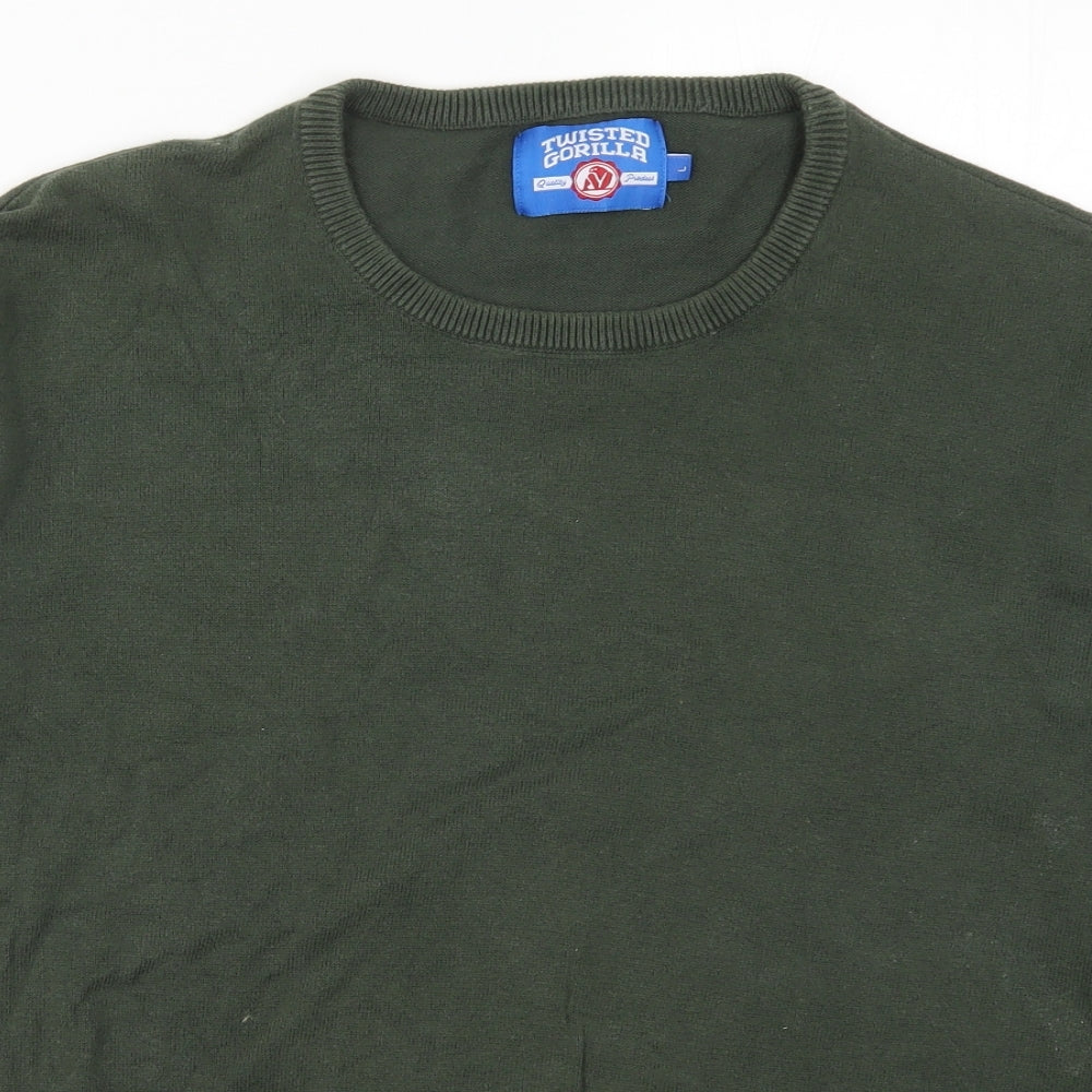 Twister Gorilla Mens Green  Knit Pullover Jumper Size L