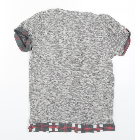 F&F Boys Grey Check  Basic T-Shirt Size 10-11 Years