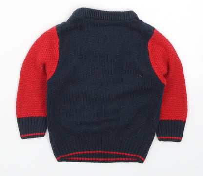 George Boys Blue  Knit Pullover Jumper Size 9-12 Months  - Santa