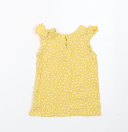 Autograph Girls Yellow Polka Dot  Basic T-Shirt Size 4-5 Years