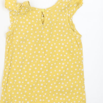 Autograph Girls Yellow Polka Dot  Basic T-Shirt Size 4-5 Years