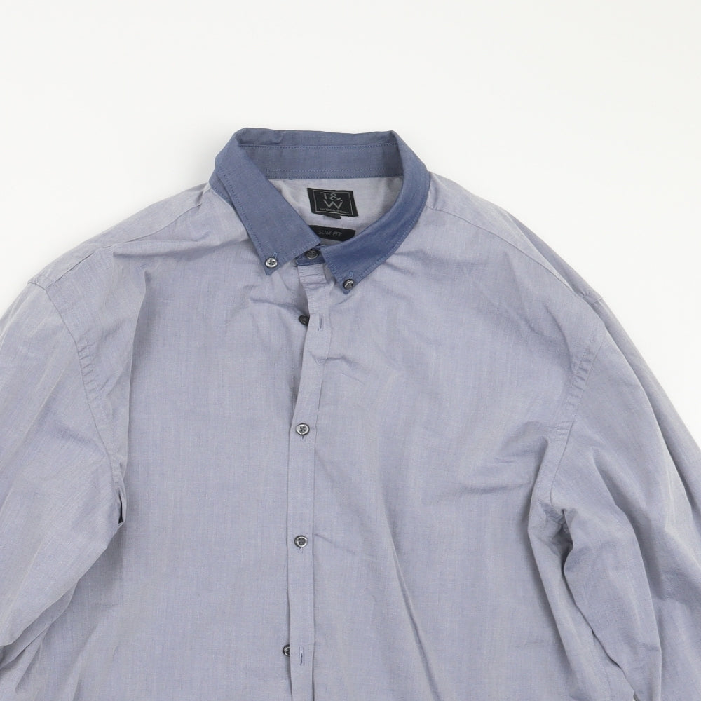 Taylor & Wright Mens Blue    Button-Up Size 17