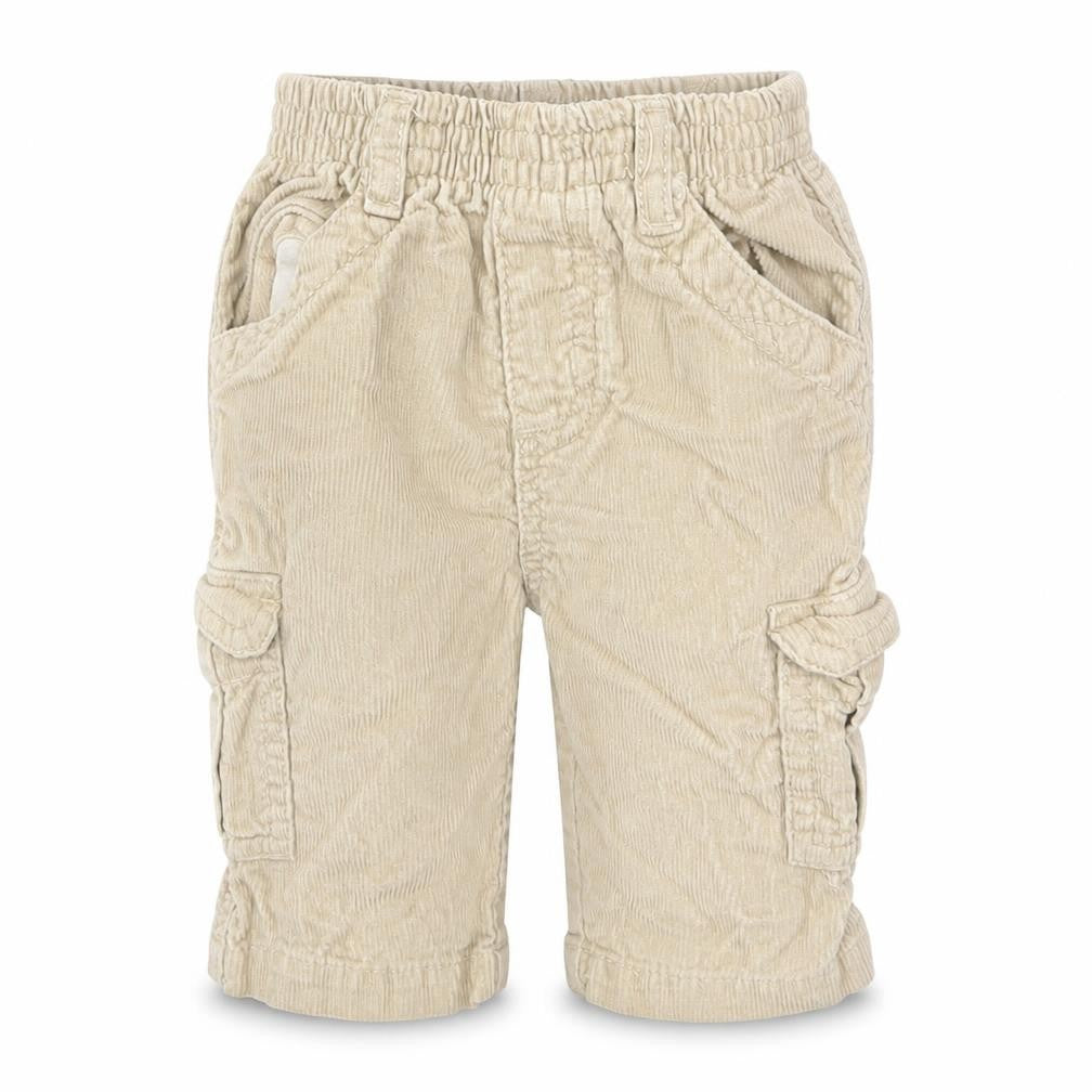 Front view of Adams Kids boys’ beige cargo trousers, size 3-6, months