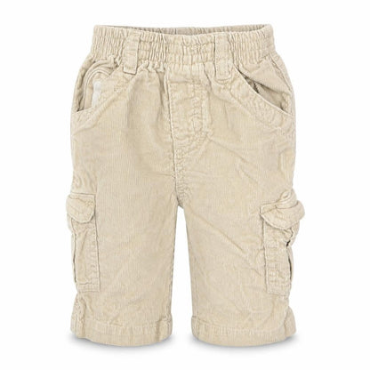 Front view of Adams Kids boys’ beige cargo trousers, size 3-6, months