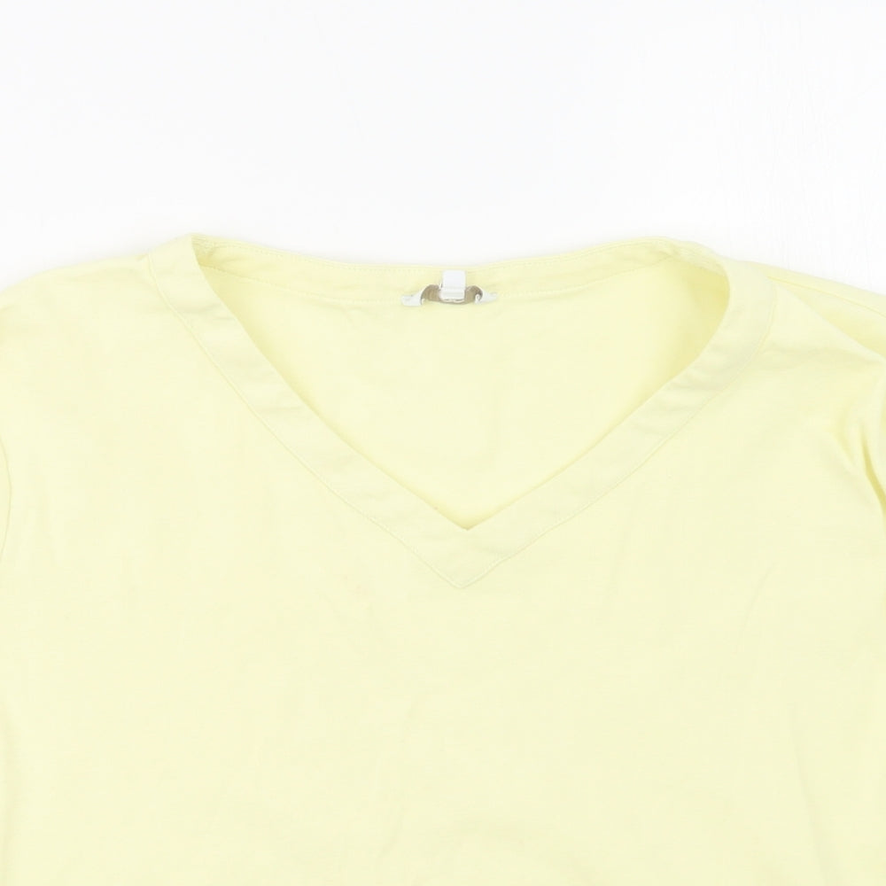 Womens UK Size XL CC Yellow Basic T-Shirt