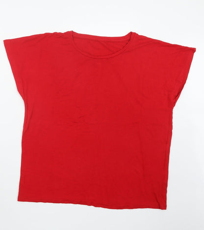 Womens UK Size 12 Preworn Red Basic T-Shirt