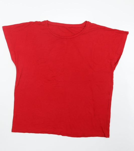 Womens UK Size 12 Preworn Red Basic T-Shirt