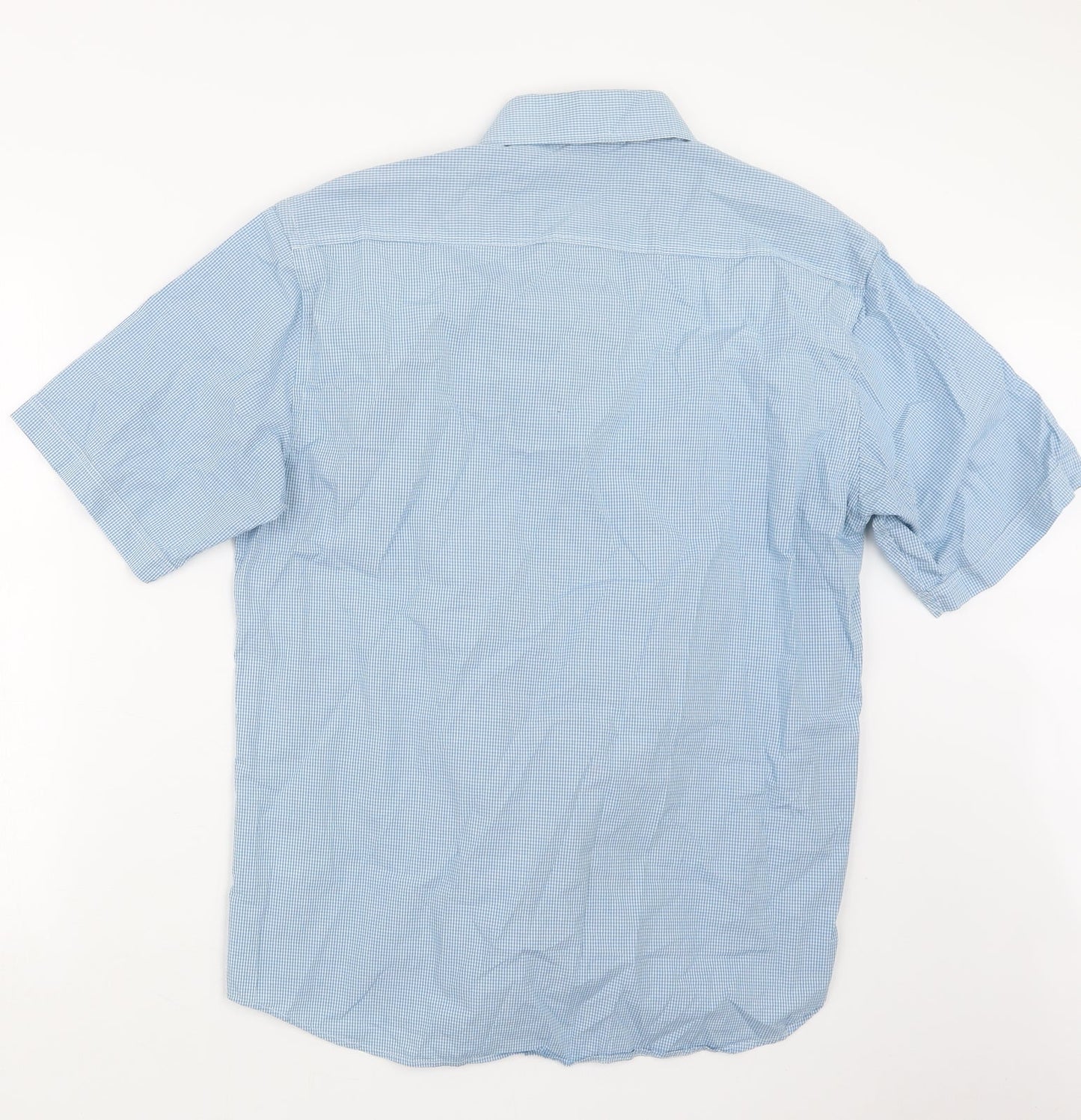 Mens UK Size L Greenwoods Blue  Button-Up Short Sleeve Casual Shirt