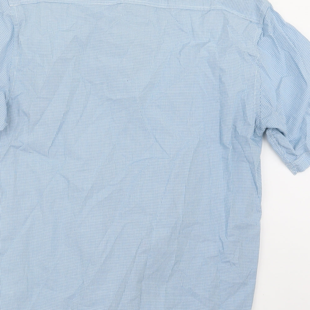 Mens UK Size L Greenwoods Blue  Button-Up Short Sleeve Casual Shirt