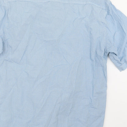 Mens UK Size L Greenwoods Blue  Button-Up Short Sleeve Casual Shirt