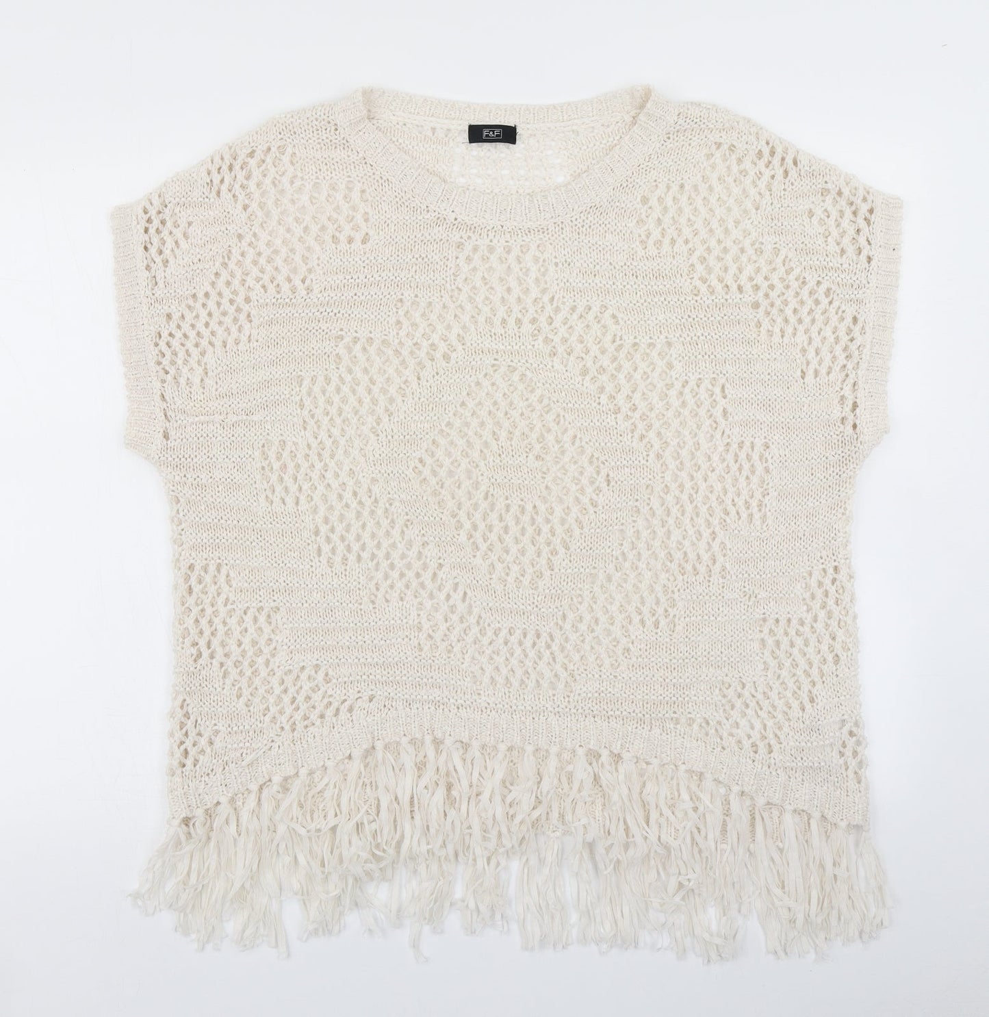 F&F Womens White  Knit Pullover Jumper Size S