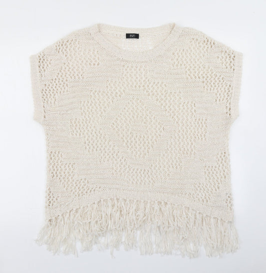 F&F Womens White  Knit Pullover Jumper Size S