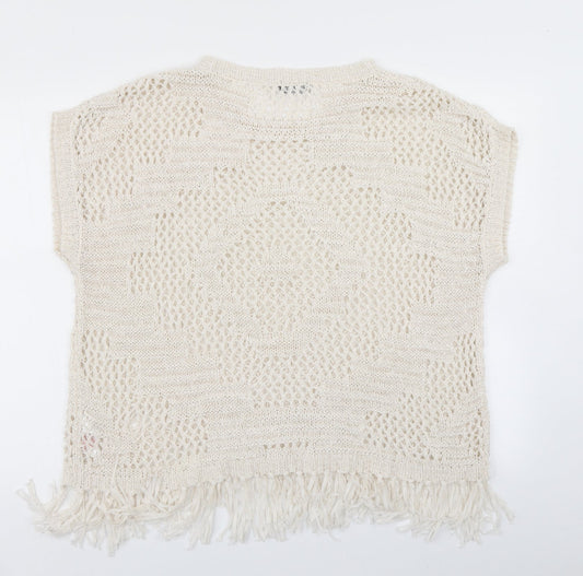 F&F Womens White  Knit Pullover Jumper Size S