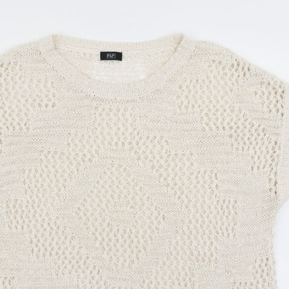 F&F Womens White  Knit Pullover Jumper Size S
