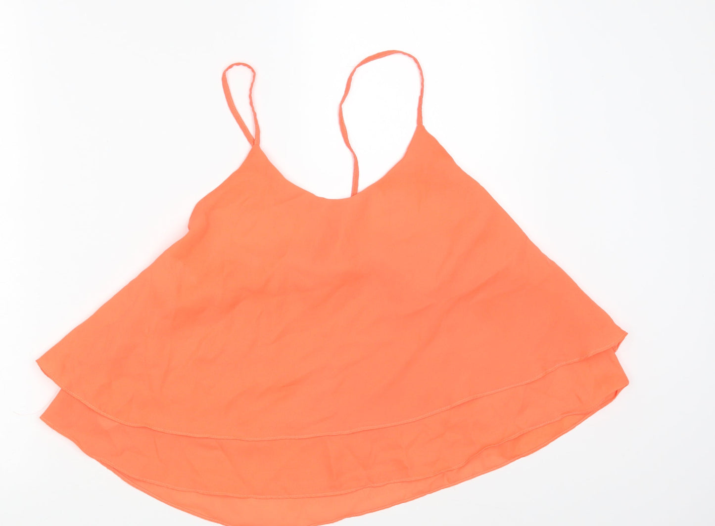 Womens UK Size 10 Ribbon Orange Basic Tank