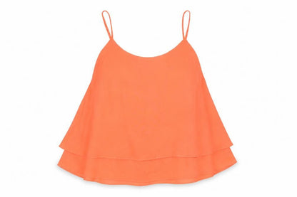 Womens UK Size 10 Ribbon Orange Basic Tank