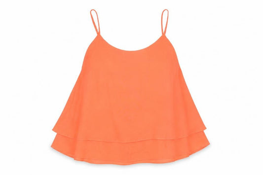 Womens UK Size 10 Ribbon Orange Basic Tank