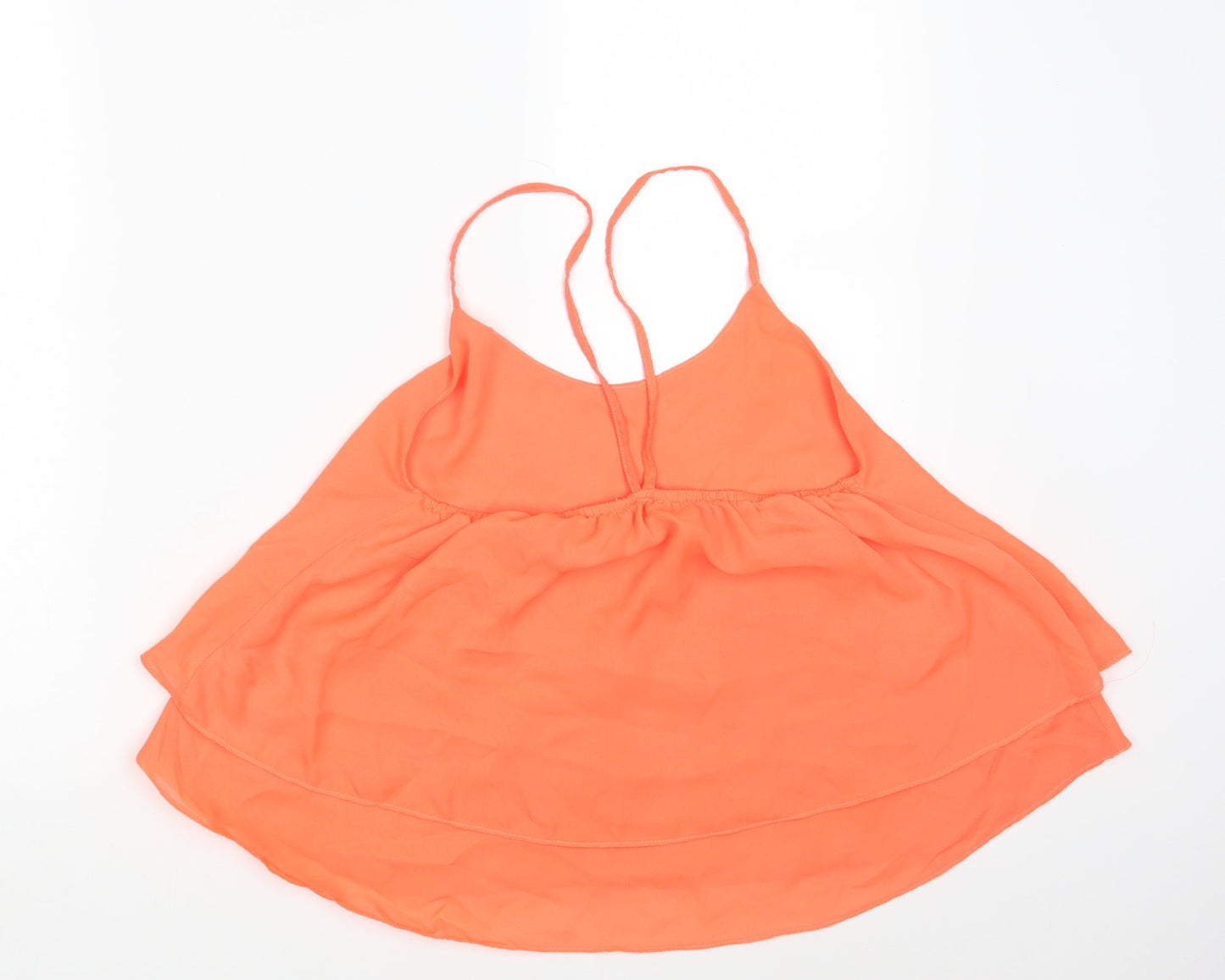 Womens UK Size 10 Ribbon Orange Basic Tank