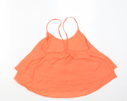 Womens UK Size 10 Ribbon Orange Basic Tank