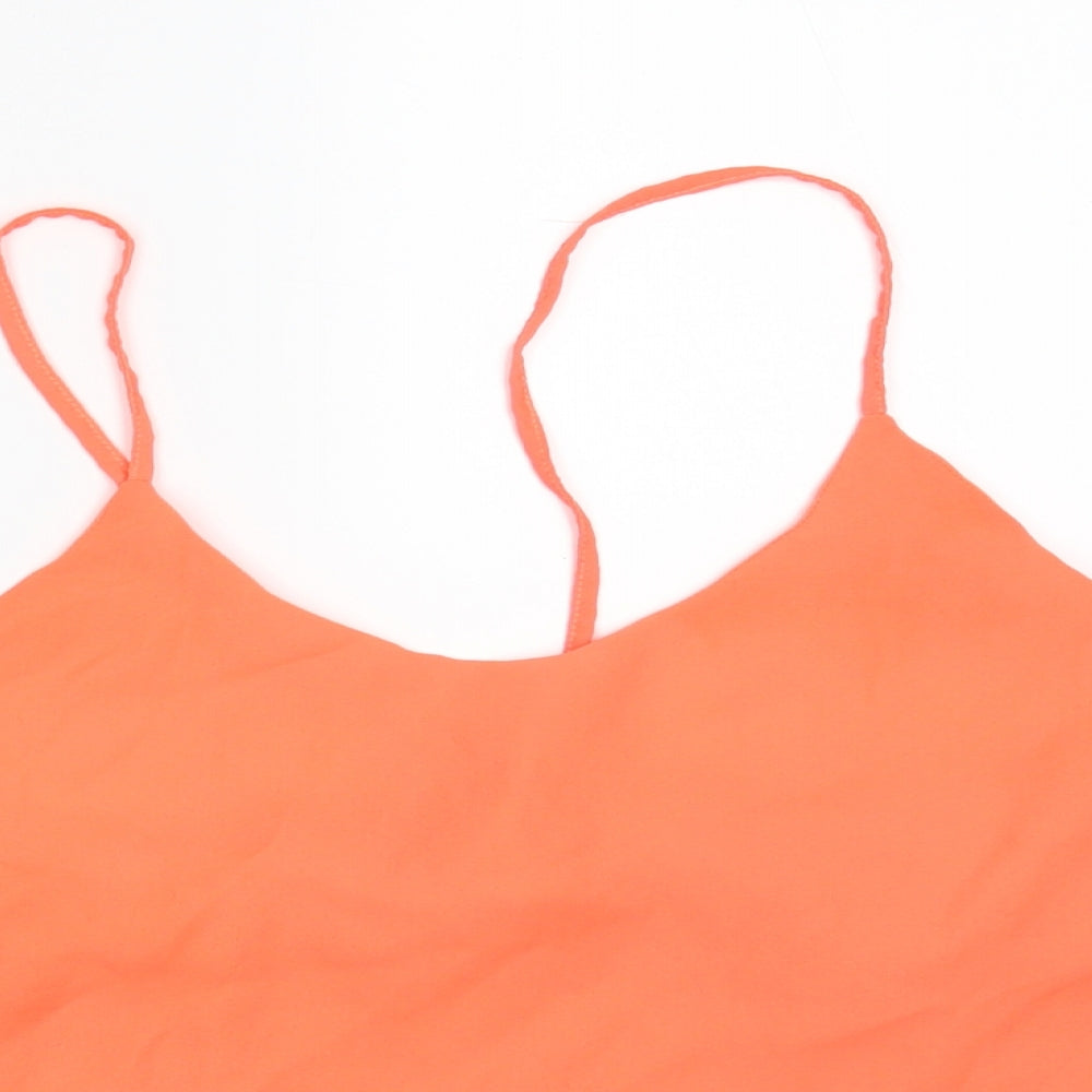 Womens UK Size 10 Ribbon Orange Basic Tank